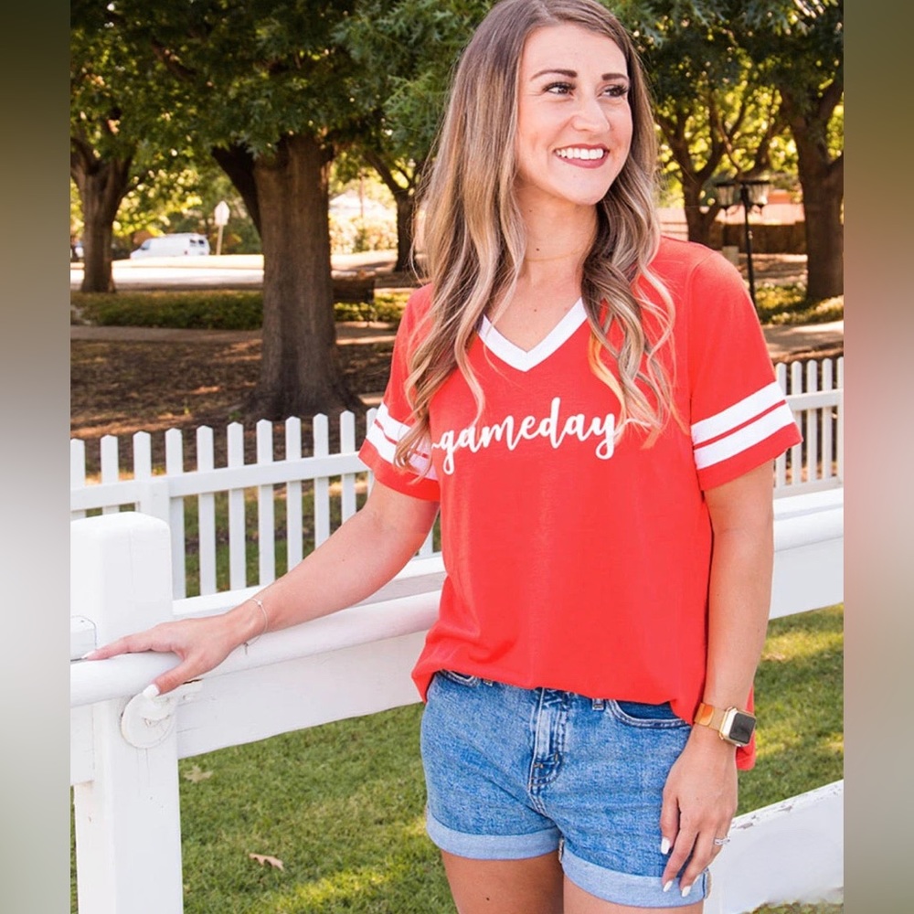 NWT! Varsity Gameday Ringer Tee in Orange